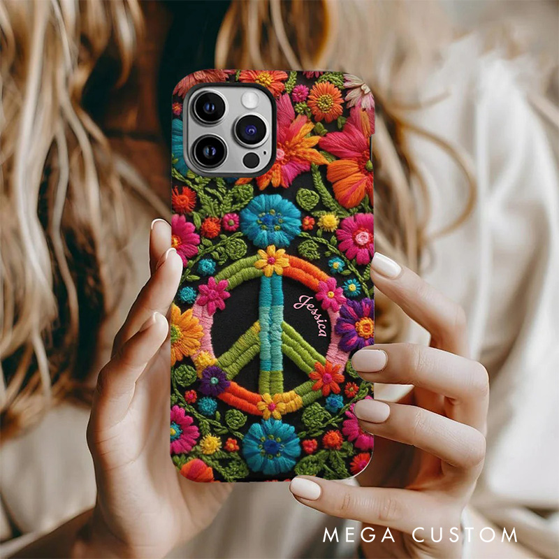 Personalized 2D Flat Flora Hippie Soul Phone Case Music Lover iPhone Case Music Gift