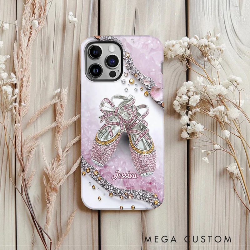 Personalized 2D Flat Cute Ballet Shoes Phone Case Dance Lover iPhone Case Ballet Gift