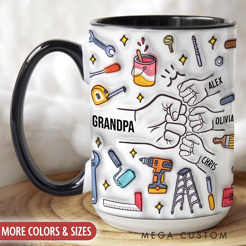 Personalized Grandpa Mug Custom Grandpa Cup Gifts from Grandkids Names Grandchildren Grandfather Birthday Fathers Day Gift 