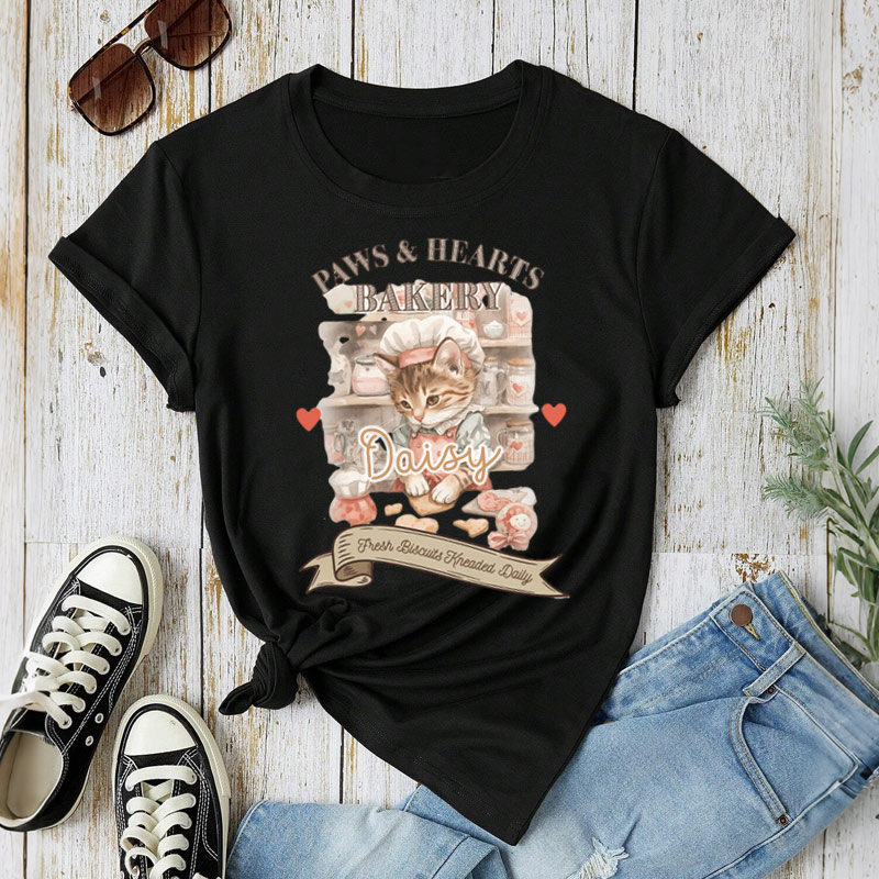 Personalized Valentine Cat Shirt Funny Cat Kitty Bakery Biscuit Shirt for Baking Lovers