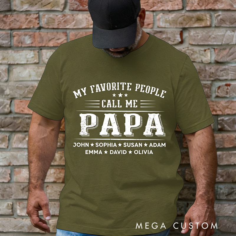 Personalized Grandpa Shirt Papa Shirt with Name Fathers Day Shirt Custom Name My Favorite People Call Me Grandkids Names Grandpa Shirt