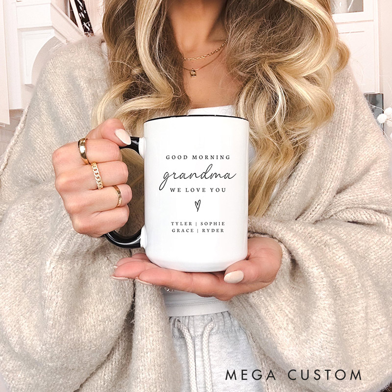 Personalized Grandma Mug Gift from Grandkids Custom Gifts for Gigi Nana Unique Grandmother Present from Grandchildren Morning Coffee Cup