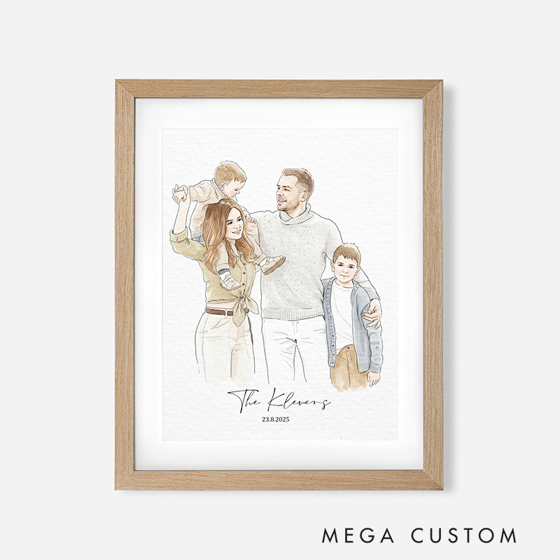 Personalized Hand-Drawn Painting from Photo Custom Watercolor Family Portrait from Photo Mother Father gift Gift from Daugther