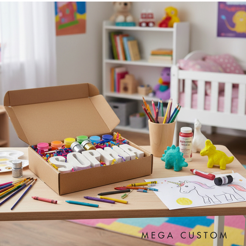 Personalized Kids’ DIY Ceramic Painting Kit  Custom Name Letters with Vibrant Paints for Creative Fun