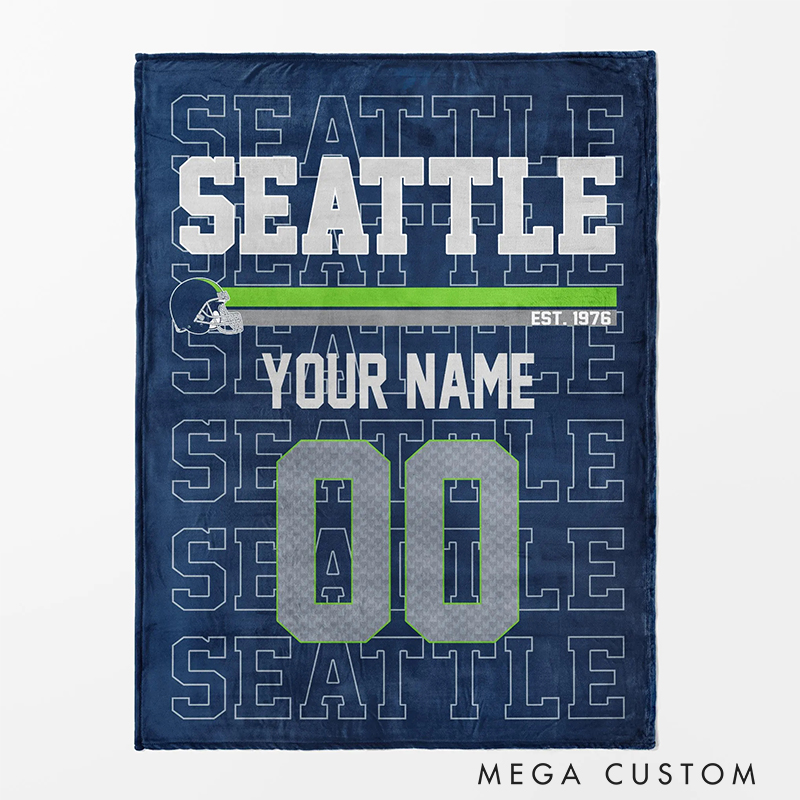 Personalized Football Fan Favorite Blanket with Custom Name and Number 