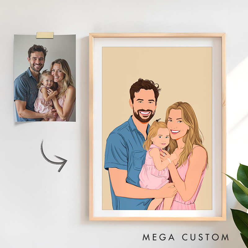 Personalized Family Portrait Custom Add Deceased Loved One Memorial Gift Merge Photos Gift for Family