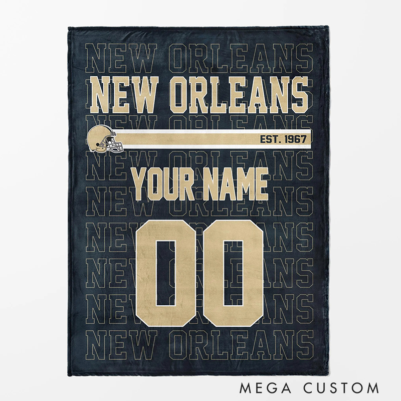 Personalized Football Player Blanket with Customizable Name and Team Details 