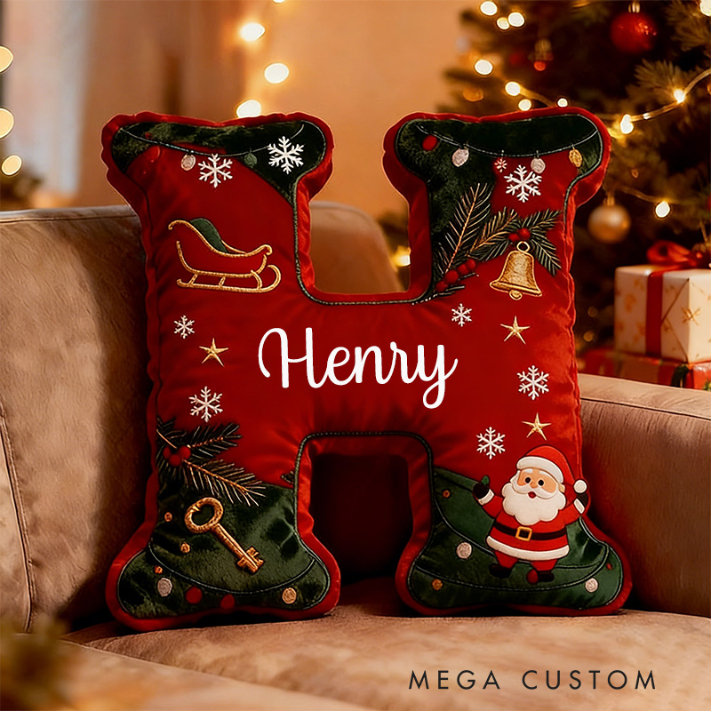 Personalized Christmas Letter Pillow Graphic 3D Print Custom Name Festive Holiday Decor Cushion with Seasonal Designs Perfect Gift for Family