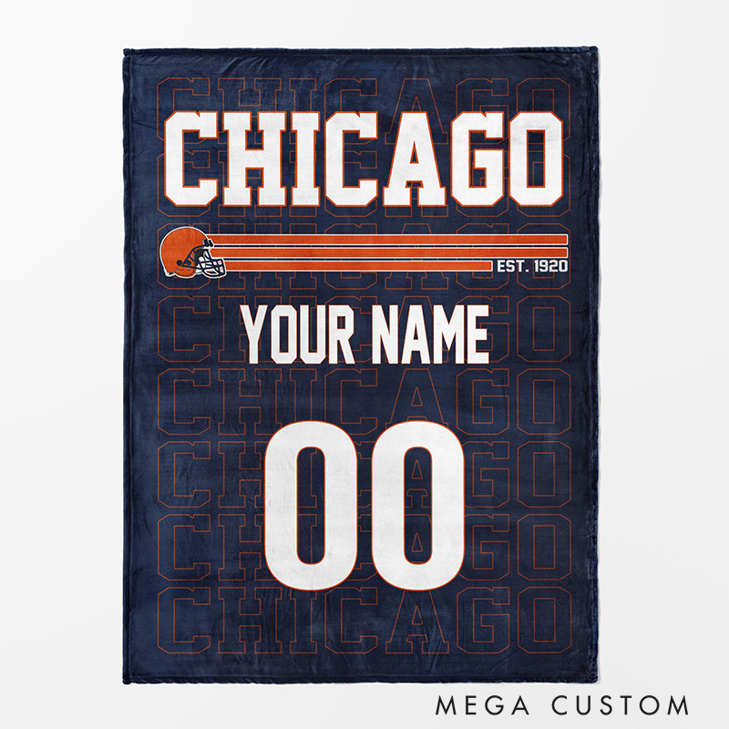 Personalized Football Team Blanket with Custom Name and Number 