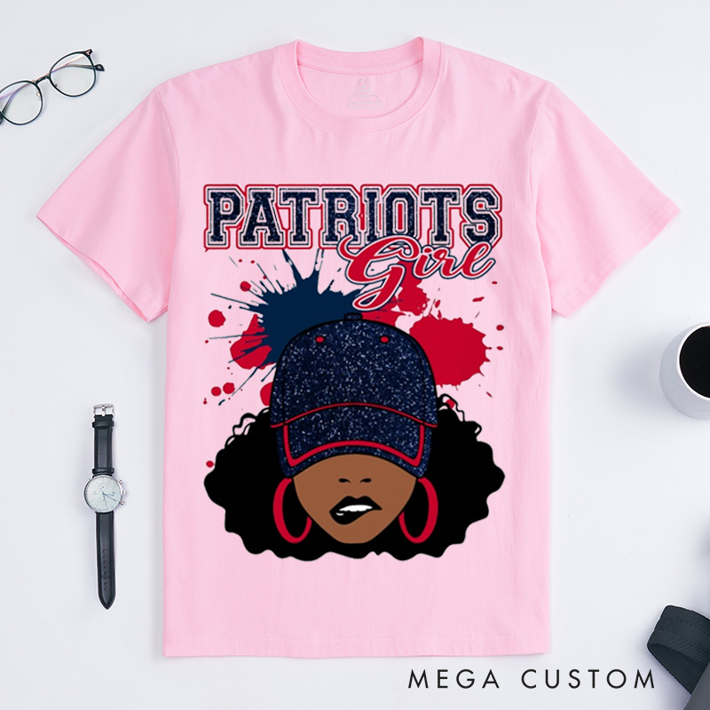 Personalized Football Cheerleading T-shirt Girl with Hat with Custom Team Name for Football Cheerleading Lovers