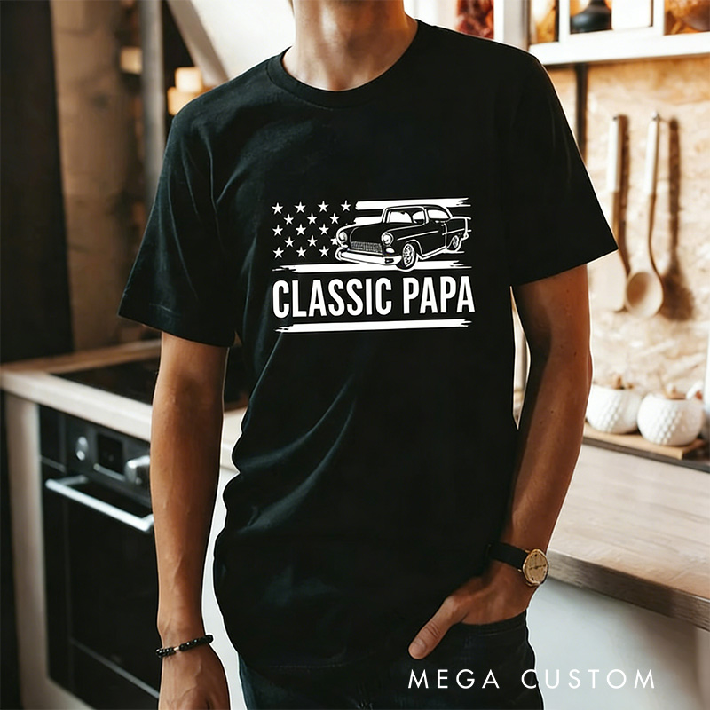 Personalized Grandpa T-Shirt for Fathers Day Gift Classic Papa Shirt I'm a Classic Funny Birthday Shirts Grandfather Gift Birthday Gift Classic Car