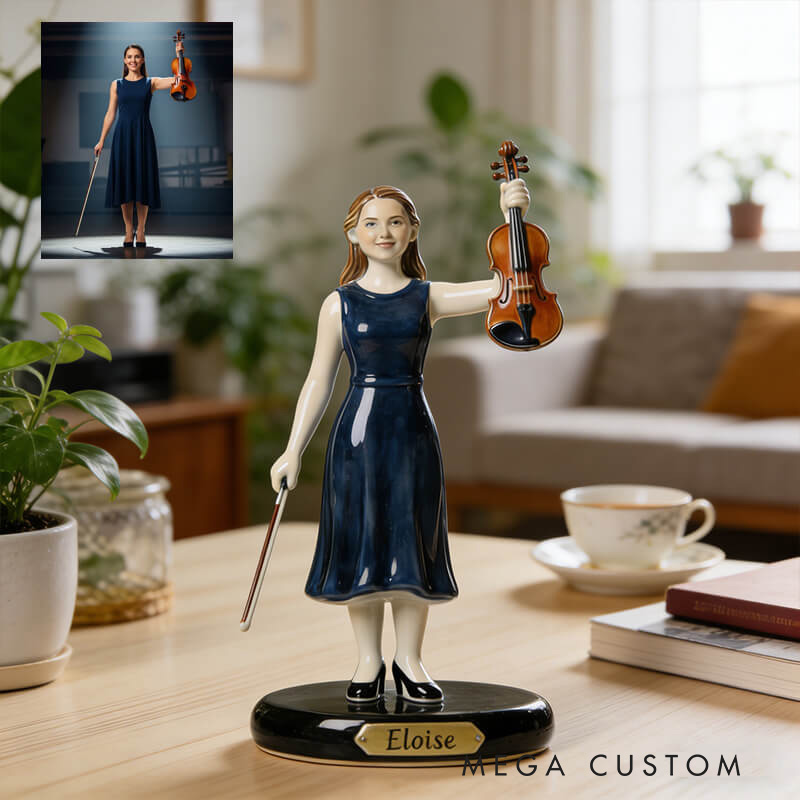 Personalized 2D Flat Violin Performer Figurine for Music Lovers Acrylic Plaque Gift for Kids Music Studio