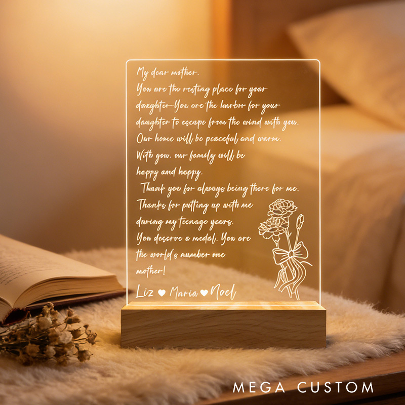 Personalized HandWritten Letter Night Light Mother's LED Night Light Gift for Mom Mothers Day Gift Grandma Nana Mommy Birthday Gifts