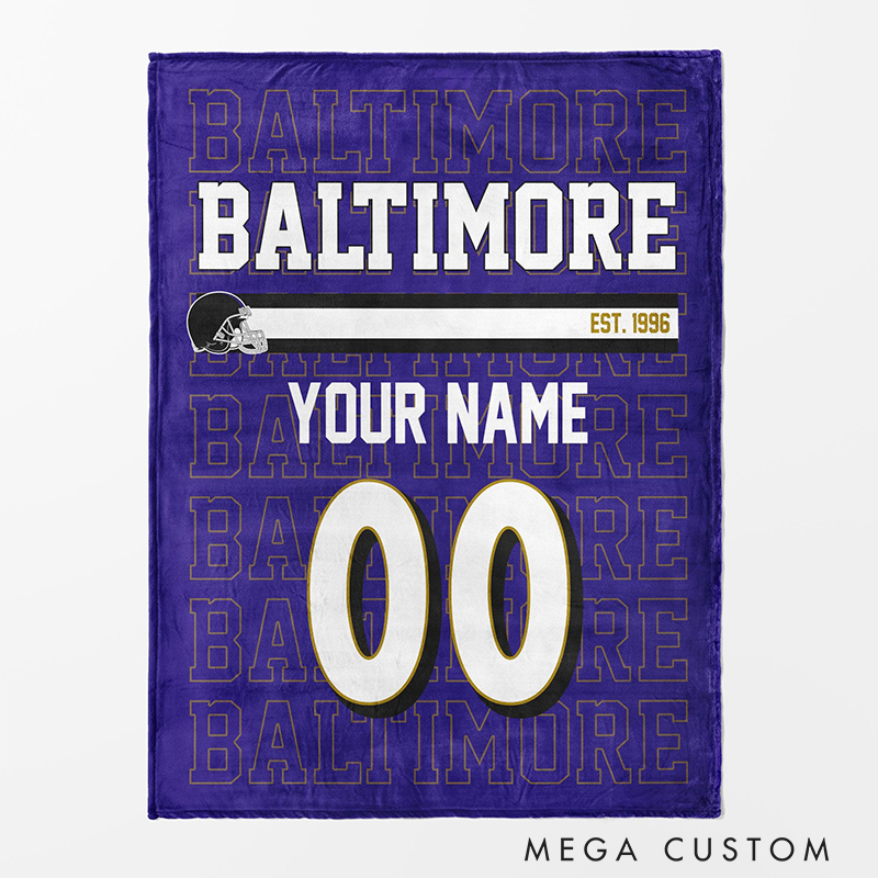 Personalized Football Player Blanket with Your Name and Team Colors  