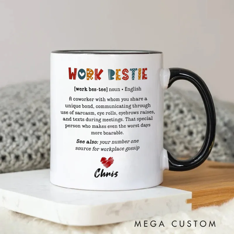 Personalized Work Bestie Definition Coffee Mug Design Coffee Mug Gift for Friends Coworkers