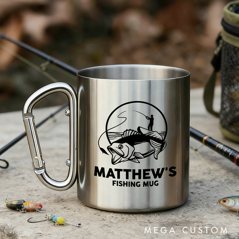 Personalised Fishing Travel Mug Custom Fishing Stainless Steel Mug Gift Outdoors Fishing Lover