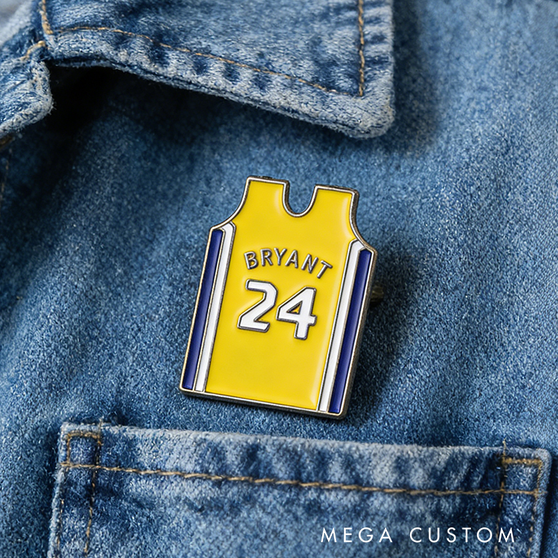Personalized Basketball Jersey Pin Featuring Player Names and Numbers