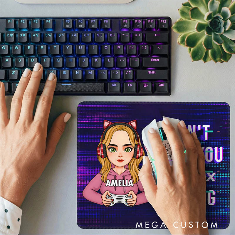 Personalized Cartoon Character Anti-Slip Mouse Pad with Name Birthday Gift for Game Lover Students Colleagues Friends