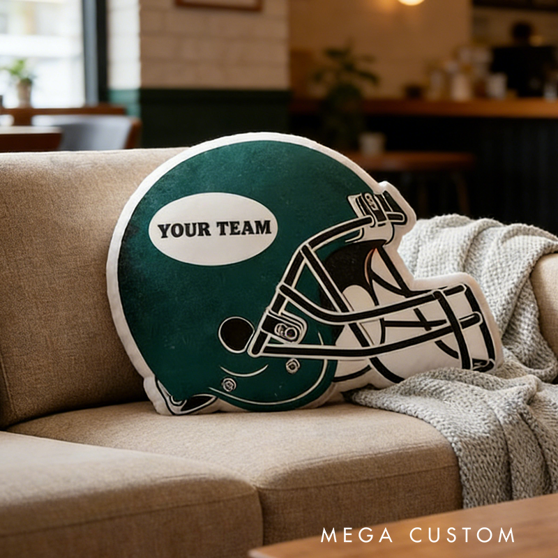 Personalized American Football Helmet Pillow with Custom Team Name Design