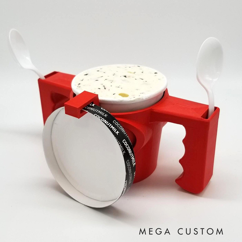 Personalized Heart Ice Cream Cozy for Two with Spoon Slots for Mom Kids