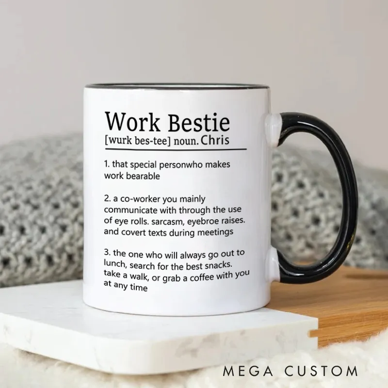 Personalized Work Bestie Funny Definition Mug Design Coffee Mug Gift for Friends Coworkers