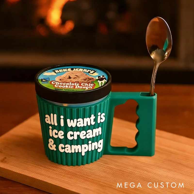 Personalized 3D Printed Ice Cream and Fishing Ice Cream Pint Holder Gifts for Fishing Ice Cream Lover