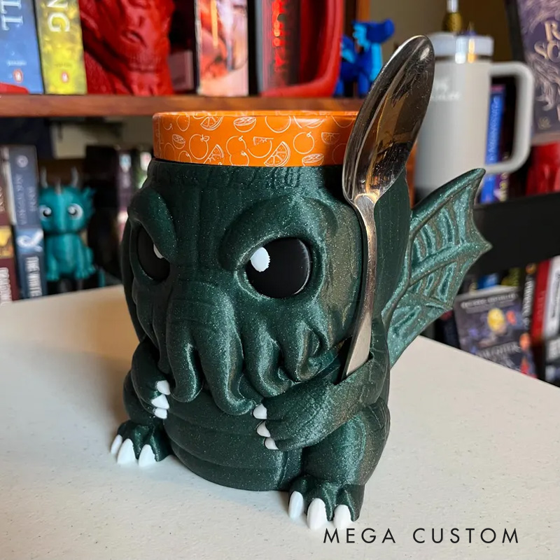 Personalized Cthulhu Movie Ice Cream Pint Holder with Spoon Slots Eco-Friendly 3D Print for Movie Lovers