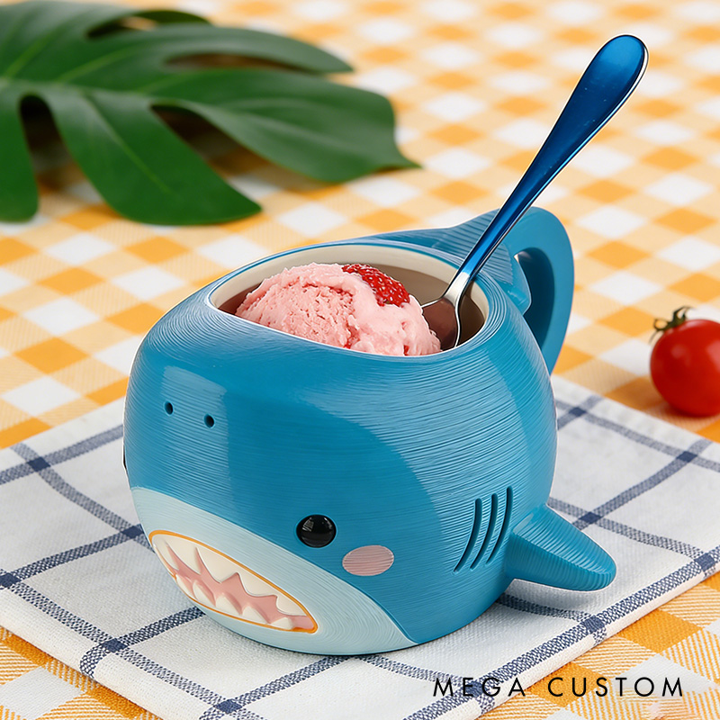 Personalized 3D Printed Playful Shark Ice Cream Pint Holder Kid Gift for Fishing Lover