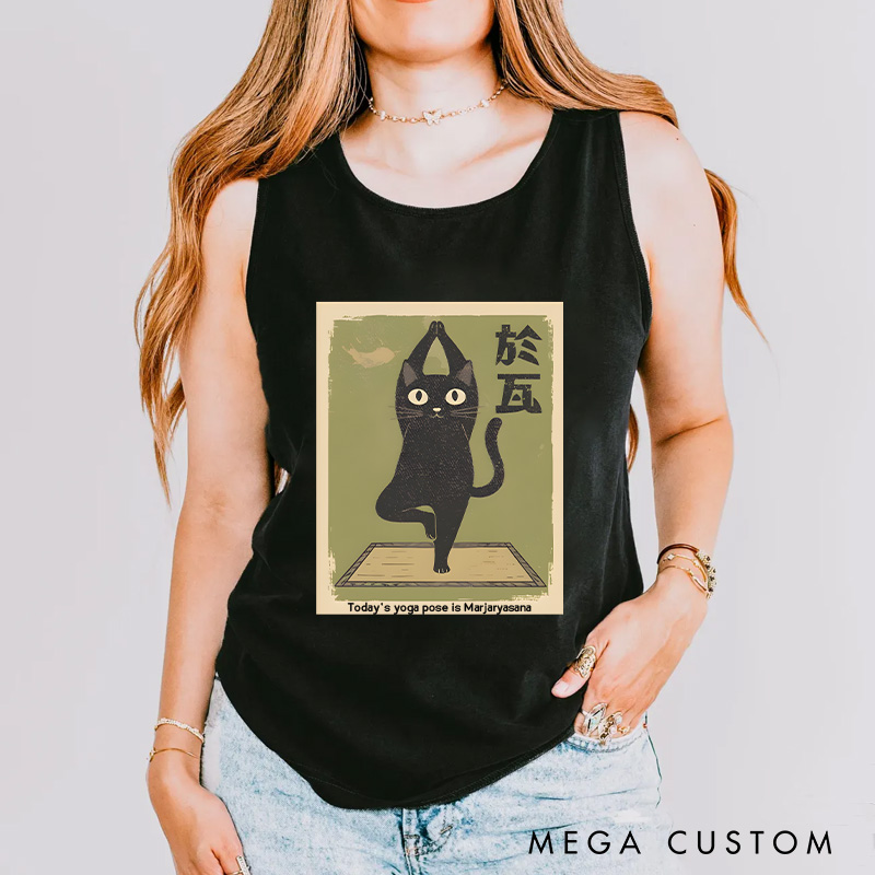 Personalized Yoga Tank Tops Yoga Cat Tank Top Yoga Clothing Yoga Lover Gift for Her Yourself