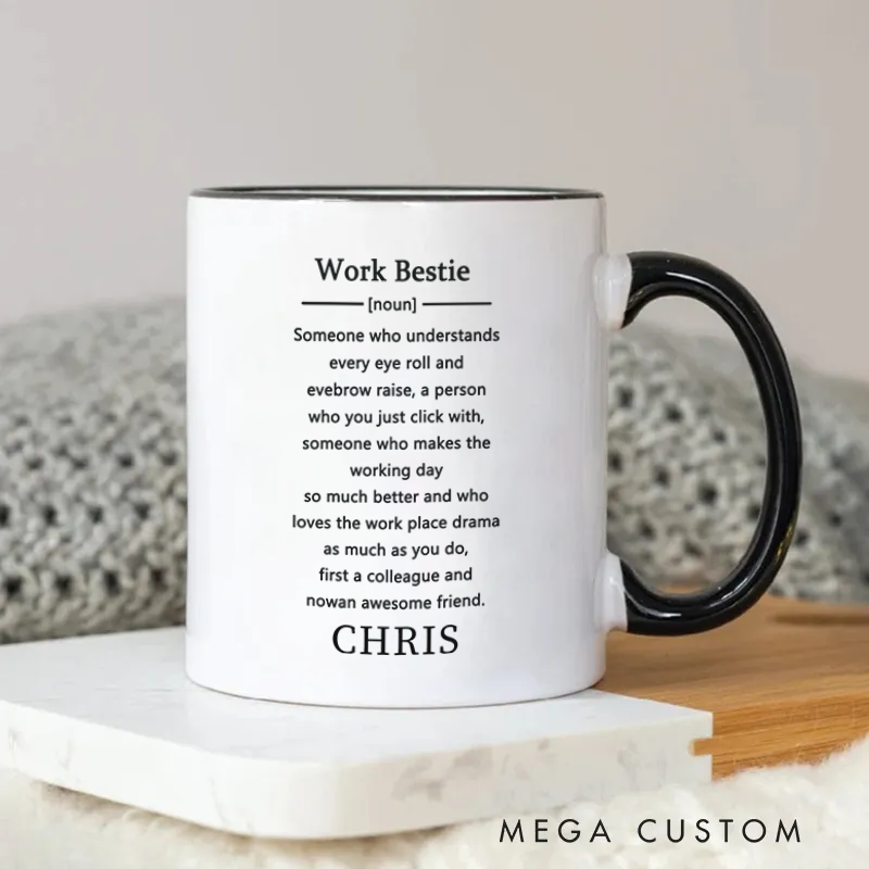 Personalized Work Bestie Definition Mug Design Coffee Mug Gift for Friends Coworkers