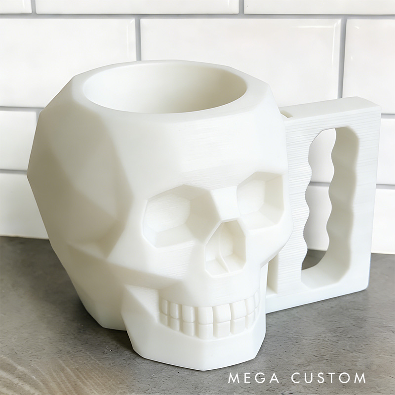 Personalized Low Poly Style Skull Gamer Ice Cream Pint Holder with Spoon Slots Eco-Friendly 3D Print for Game Lovers