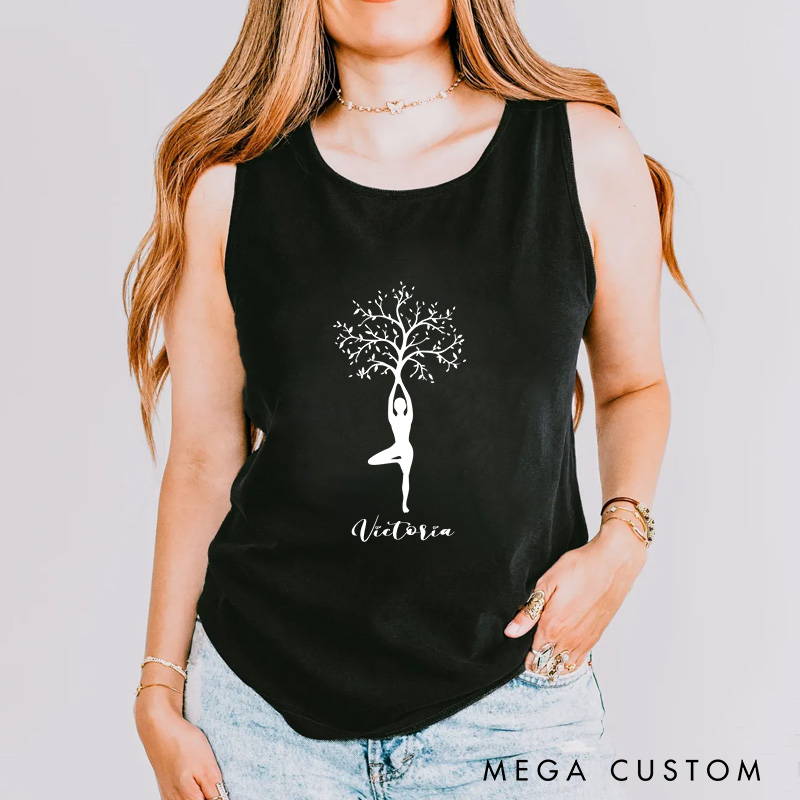 Personalized Yoga Tree Tank Tops Yoga Tank Tops for Women Her Yourself Racerback Tank Top Gift Yoga Lover