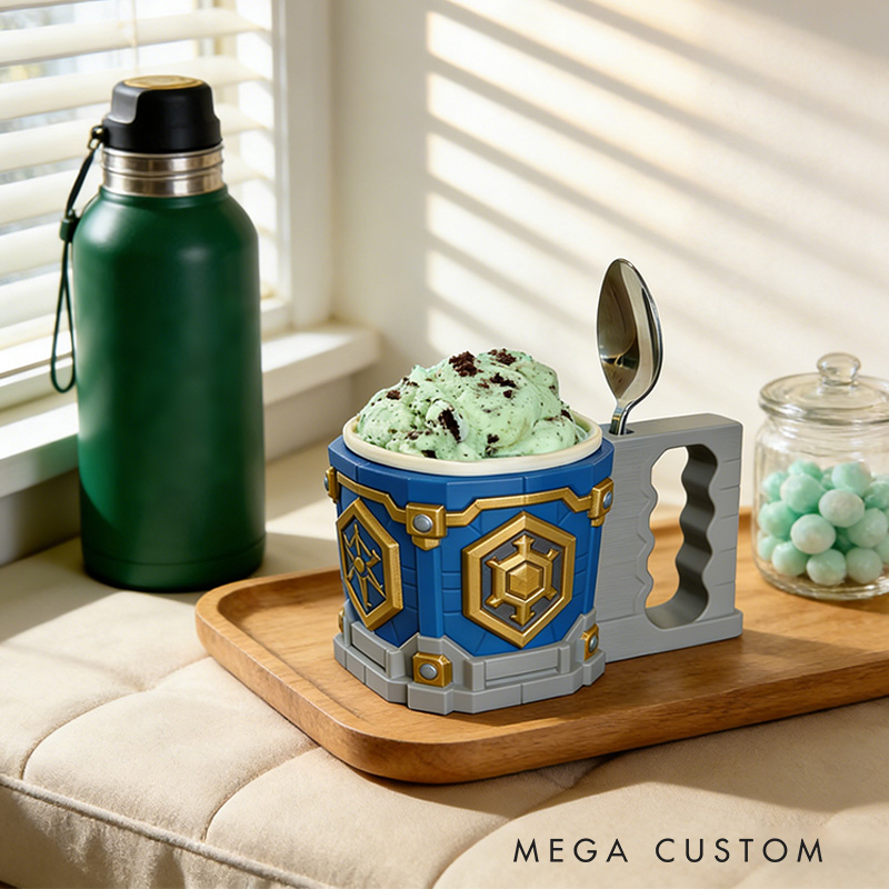 Personalized Game Hero Gamer Ice Cream Pint Holder with Spoon Slots Eco-Friendly 3D Print for Game Lovers