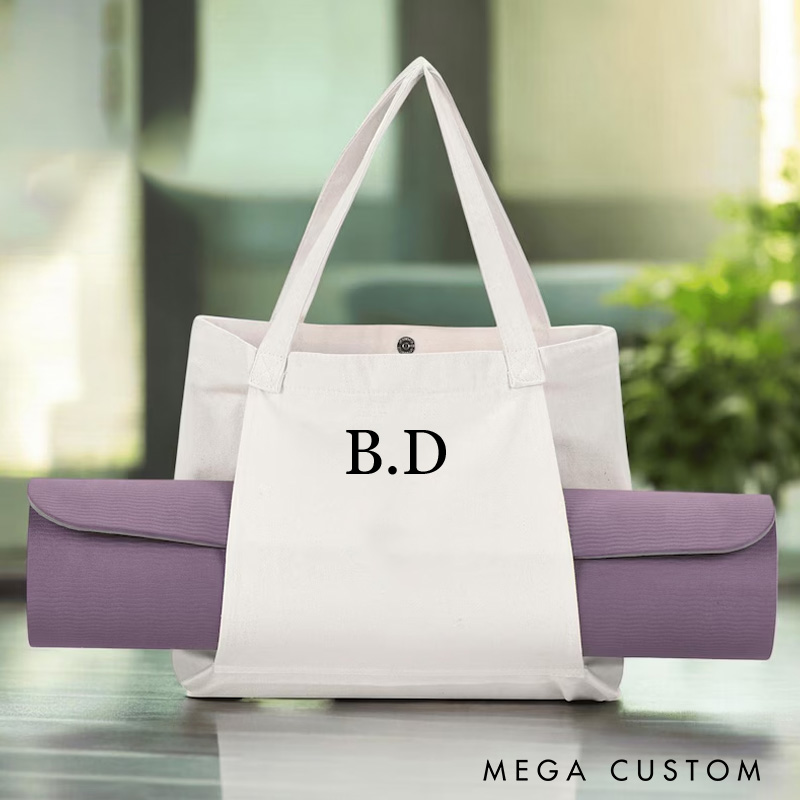 Personalized Monogrammed Yoga Mat Tote Bag Custom Canvas Pilates Bag Yoga Bag with Holder Yoga Lover Gift for Women Her