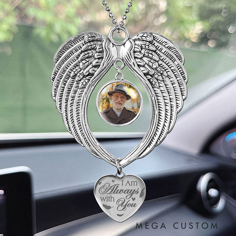Personalized Angel Wings Photo Ornament I Am Always With You Car Ornament Sympathy Gift