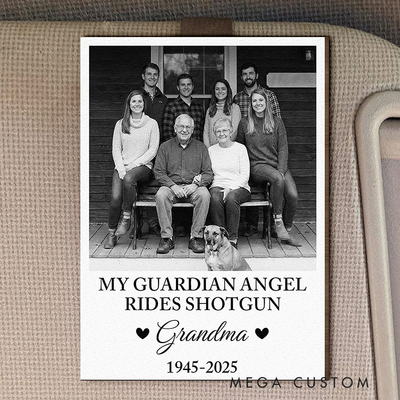 Personalized Wooden Photo Car Visor Clip My Guardian Angel Rides Shotgun Memorial Gift for Loss of Loved One Sympathy Gift