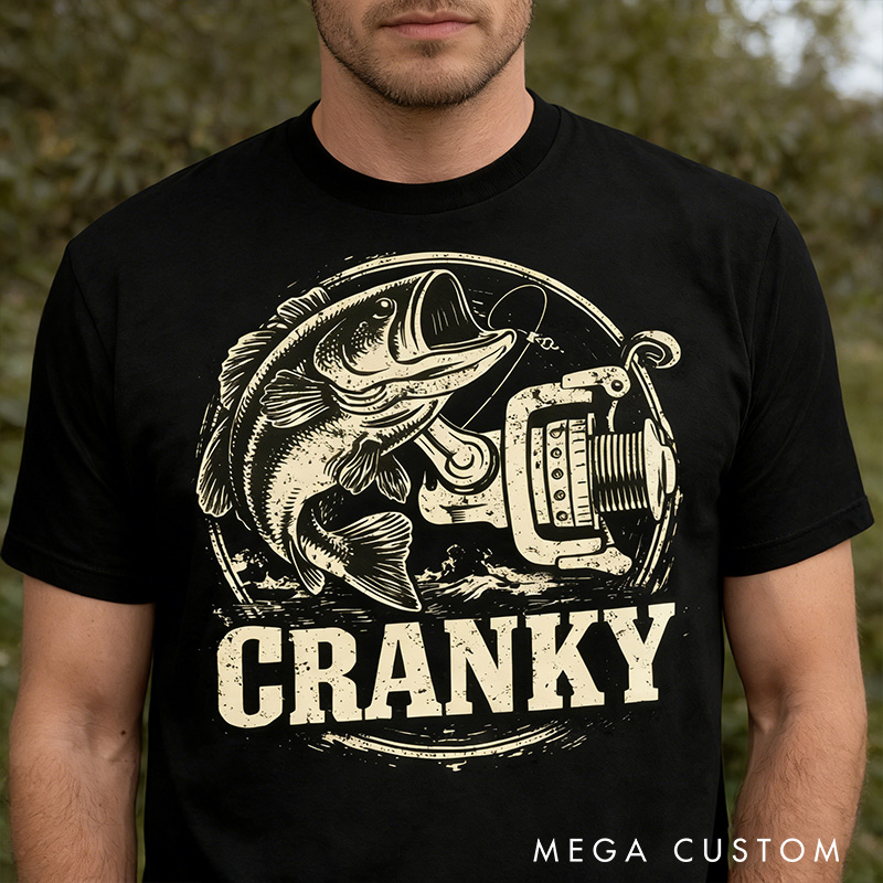 Personalized Cranky Fishing T-Shirt Funny Fisherman T-Shirt Outdoor Fishing Lover Gift for Husband Him