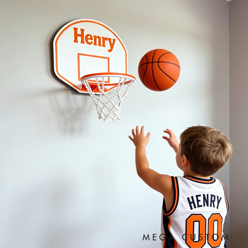 Personalized Mini Basketball Hoop Custom Name Indoor Wall Mounted Hoop for Kids & Teens Perfect for Basketball Fans