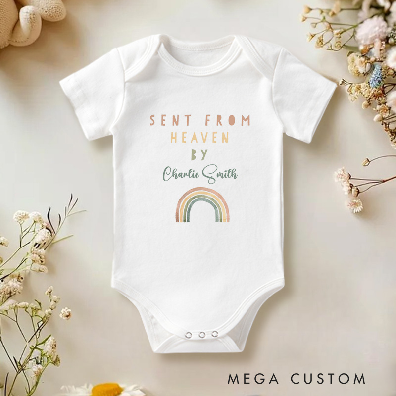 Personalized Sent from Heaven by Baby's Name Rainbow Gift Baby Onesie  