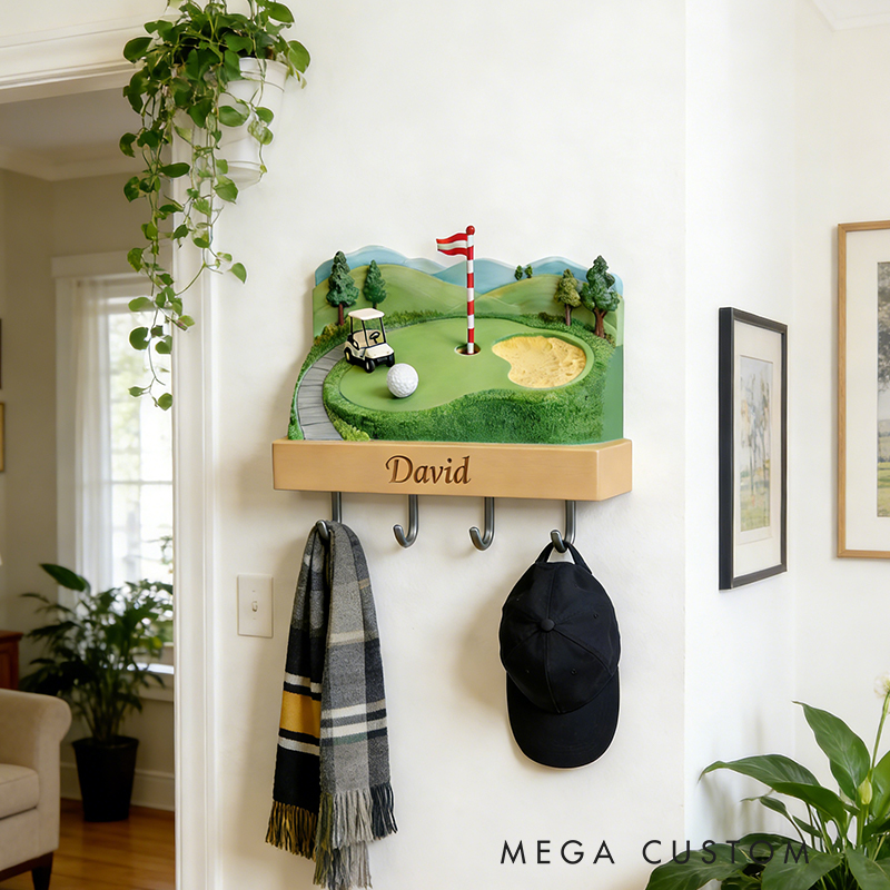 Personalized Golf Course 3D Printed Key Holder with Custom Name for Golf Lovers