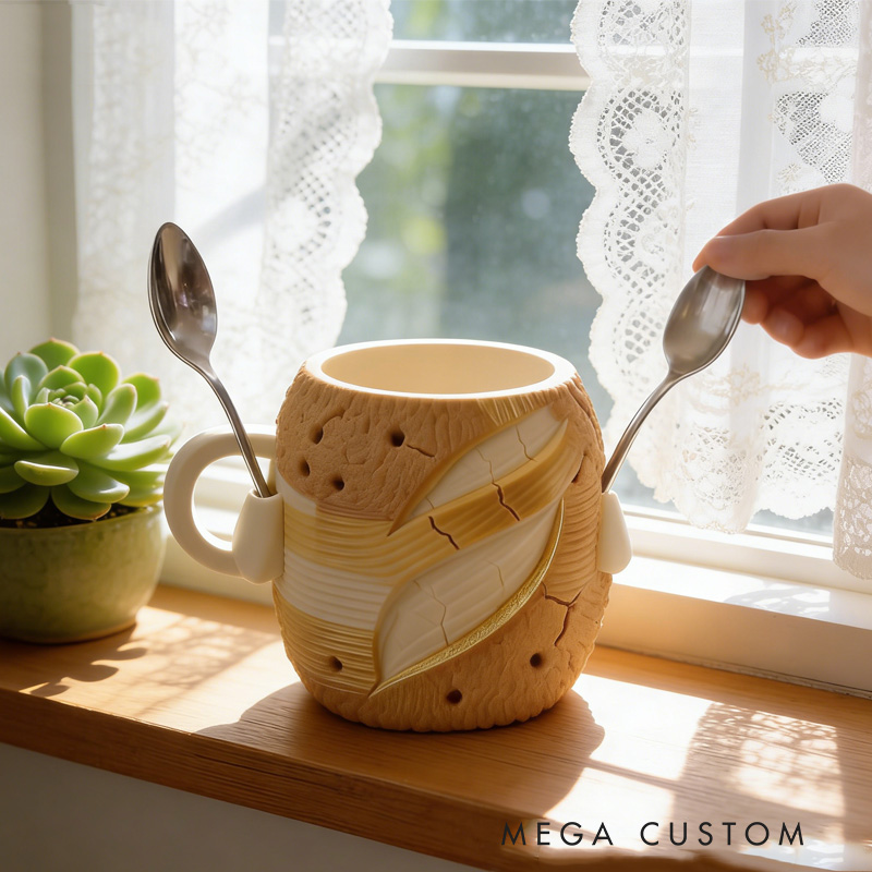 Personalized Adorable Bread Ice Cream Cozy Pint Holder 3D Printed with Spoon Slots for Mom Kids Ice Cream Lover
