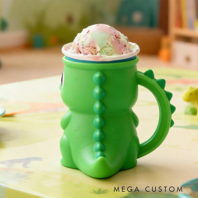 Green Little Dinosaur Ice Cream Pint Holder 3D Printed Cozy with Spoon Slot