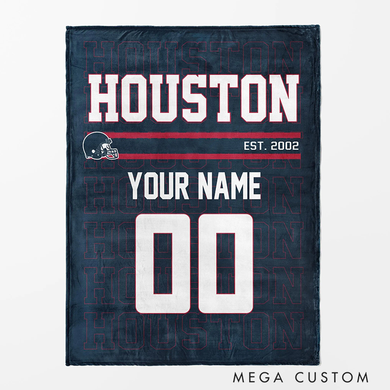 Personalized Football Player Legacy Blanket with Bold Jersey Number Graphics 
