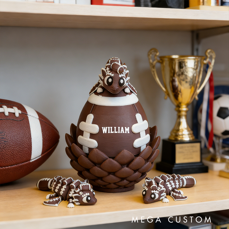 Personalized 3D-Printed American Football with Custom Name Design