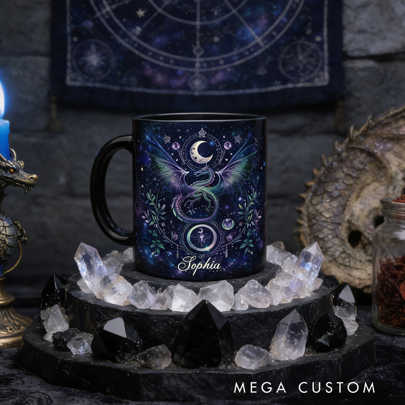 Personalized Celestial Dragon Moon Magical Mug Coffee Mug Magic Lover Mug Witchcore Gift Coffee Mug