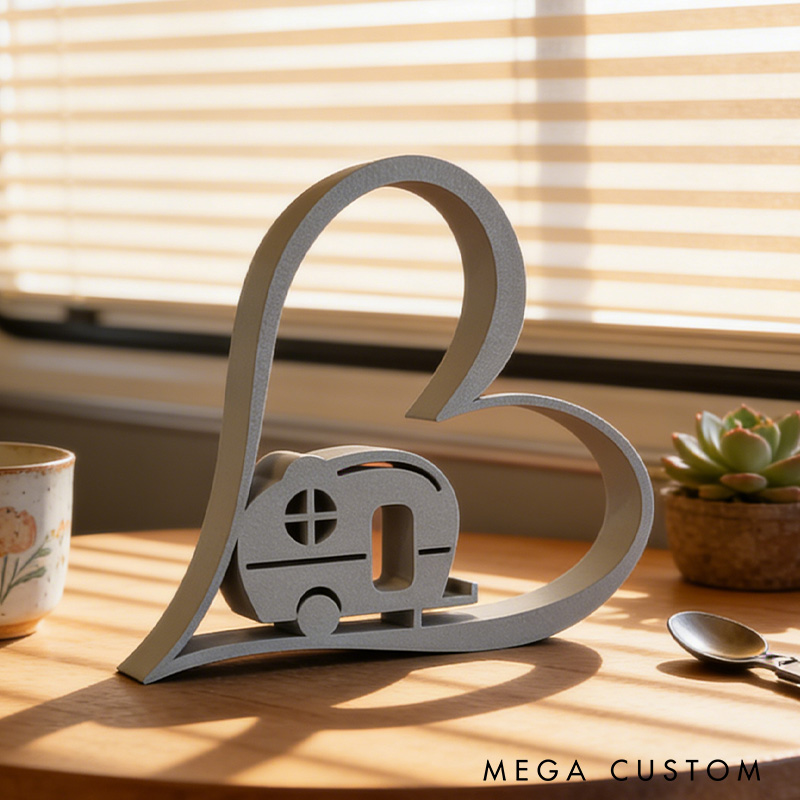 Personalized 3D Printed Camper Heart Camping Decor Sign Gifts for Campers Rv Gift Ideas