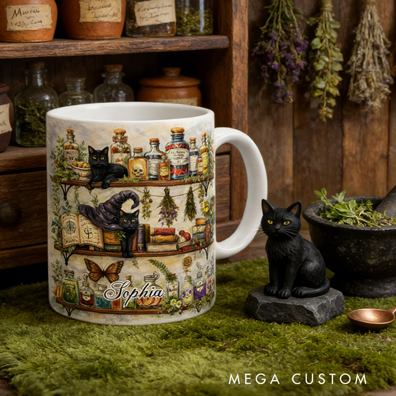 Personalized Vintage Apothecary Herbs Magical Mug Coffee Mug Magic Lover Mug Witchcore Gift Coffee Mug