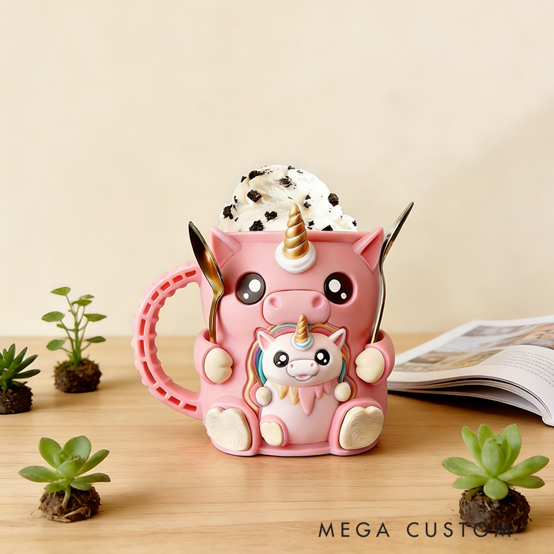 Personalized Dream Horse Ice Cream Cozy Pint Holder 3D Printed with Spoon Slots & Snack Drawer for Mom Kids Ice Cream Lover
