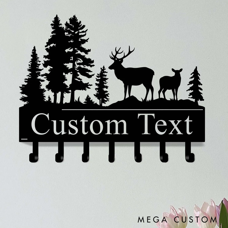 Personalized Custom Metal Bear Family Key Holder Cabin Decor Forest Wall Decor Outdoor Adventure Lover