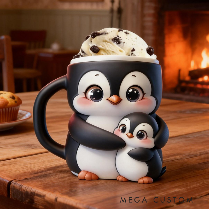 Personalized Penguin Ice Cream Pint Holder 3D Printed Pint Cozy Fun Kitchen Decor